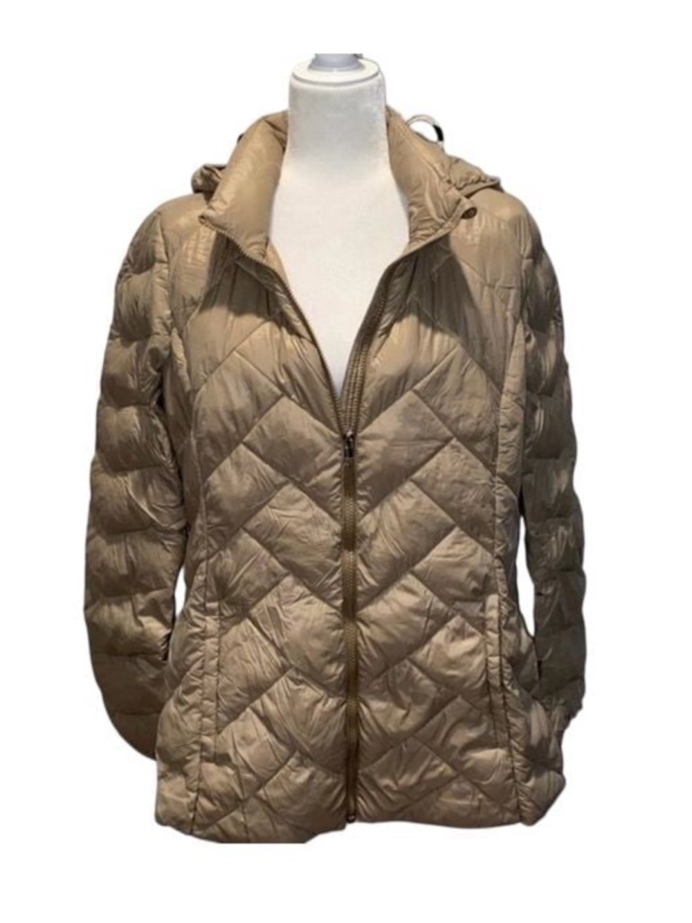 London Fog Packable Lightweight Puffer Waterfowl Blend Hooded Jacket